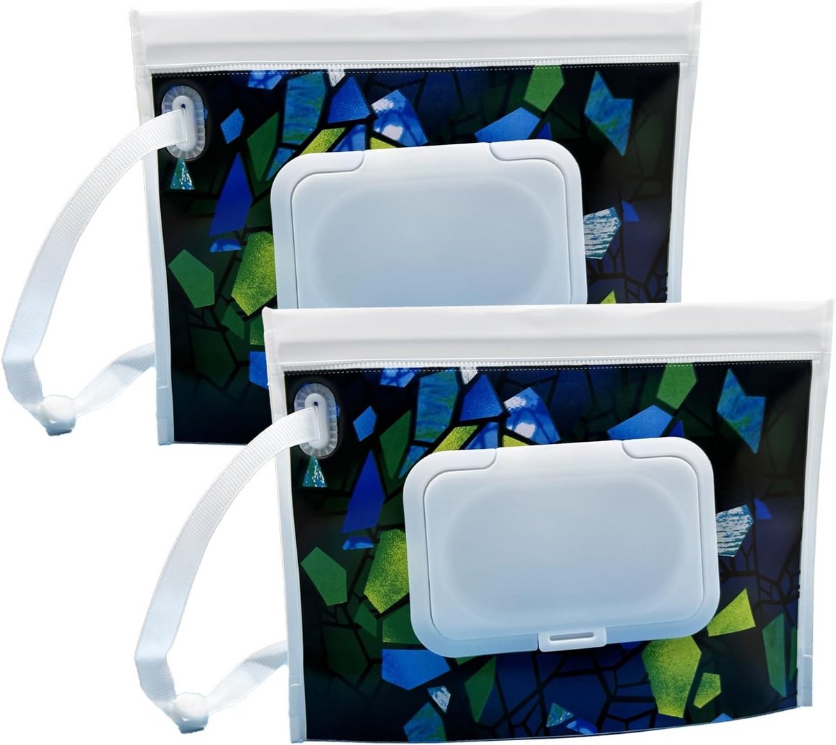 Natdoekjes etui - Draagbare houder - Onderweg hygiëne - Herbruikbaar navulbaar - 17x14 cm - Groen