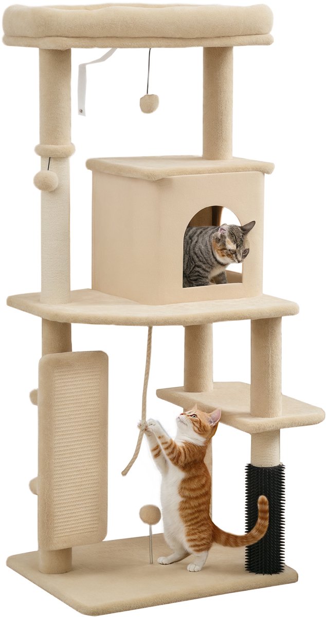 PawHut krabpaal voor katten - Spaanplaat - 55x44x132cm - Beige