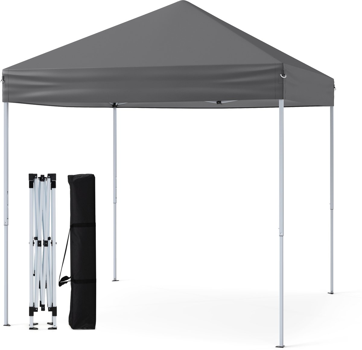 COSTWAY Paviljoen, 2 x 2 m, pop-up vouwpaviljoen, waterdicht, stabiel, winterbestendig, uv-bescherming 50+, vouwtent, incl. 8 grondnagels, 4 scheerlijnen en 1 draagtas, tuinpaviljoen voor terras, tuin