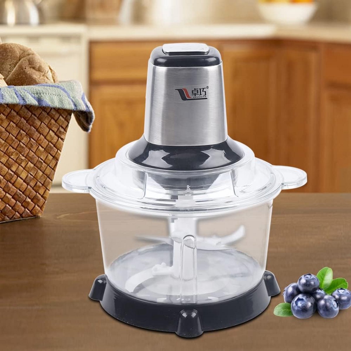 Elektrische Keukenmachine 5L Krachtige Hakmolen voor Groente Fruit en Vlees RVS Messen