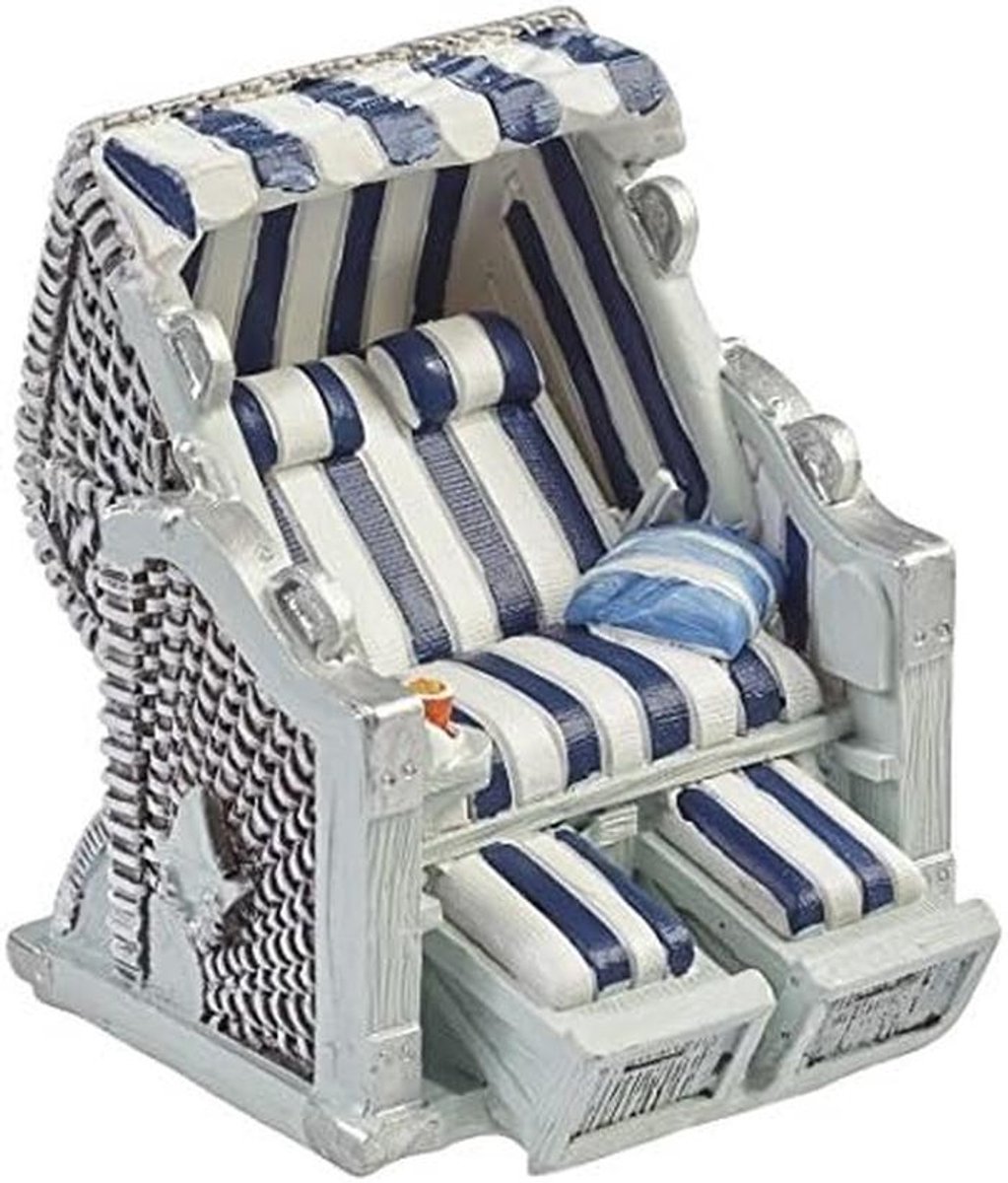 Strandstoel Blauw-Wit voor Poppenhuis of Tafeldecoratie