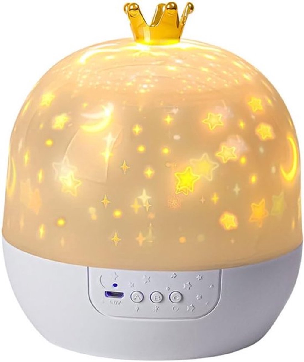 Night Light Projector met muziek roteerbare Crown Night Light 21 Projectie Theme sfeer Licht 3 lichte modi - Oplaadbare stijl