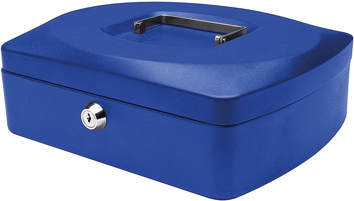 Geldcassette met Sleutel en Muntenbak Blauw 25,4 cm Zonder Merk