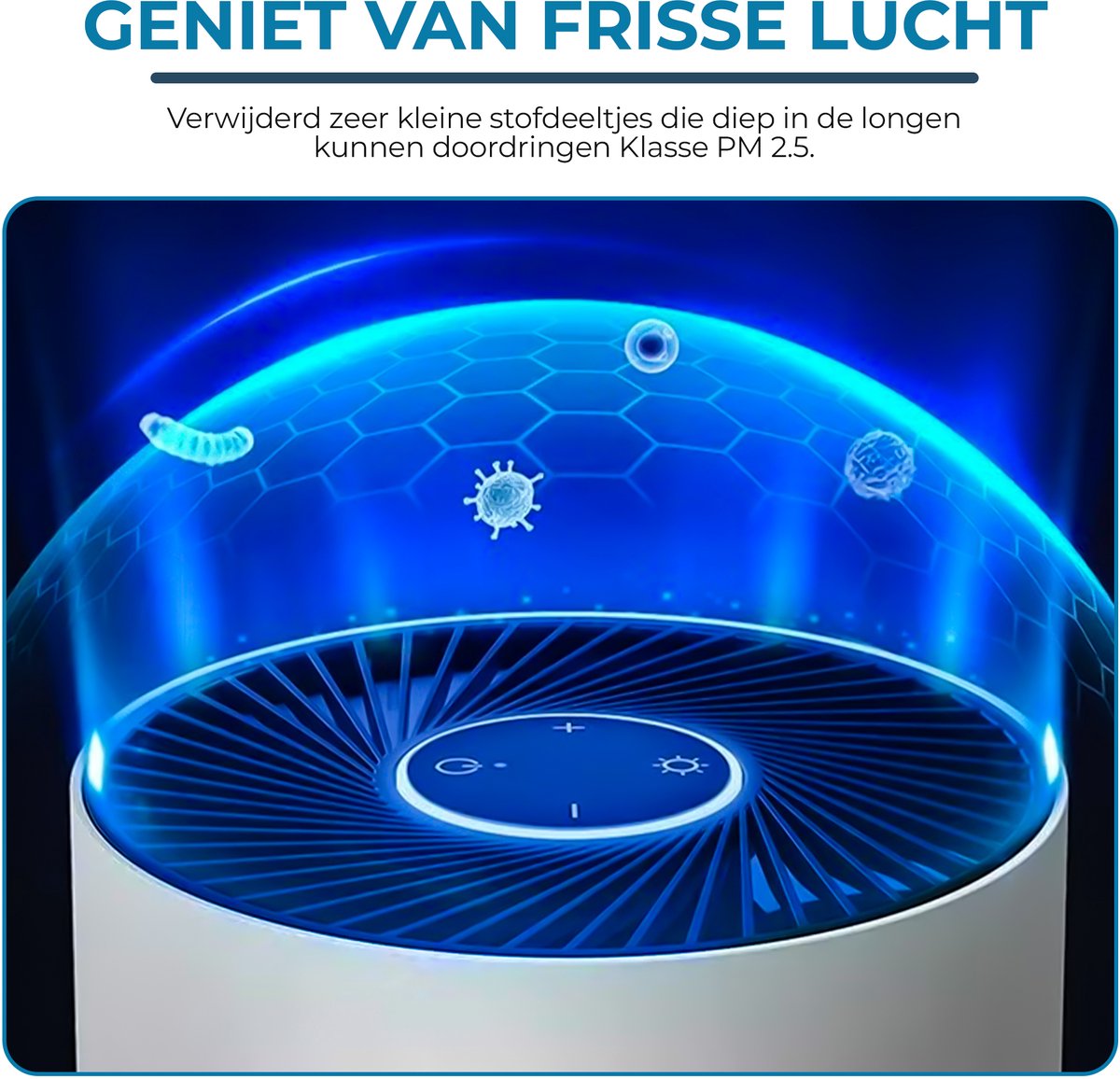 HCH Luchtreiniger - Air Balance - Air Purifier - HEPA filter - Werkt tegen huisstofmijt, hooikoorts, allergie en stof - 3 standen + slaapstand en automatische stand - Luchtkwaliteit indicator - 500 m² - CADR 300 m³/h - Stil, 20 db — afbeelding 2