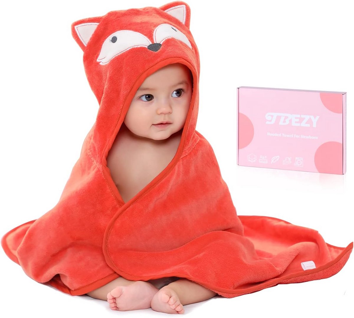 Dikke Babyhanddoek met Capuchon in Dierdesign - Ultrazacht Katoen voor Pasgeborenen