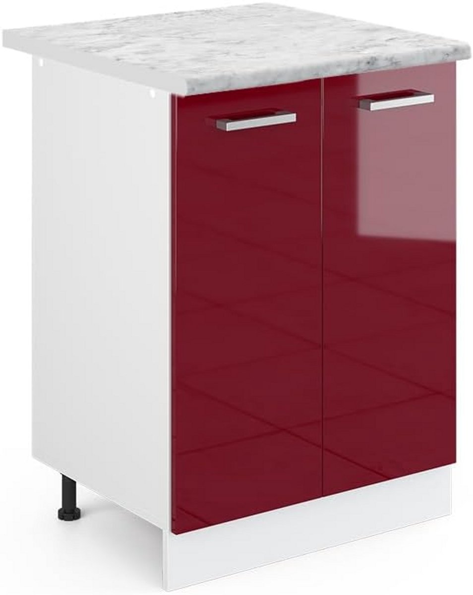 Keukenkast Onderkast 60 cm Bordeauxrood Hoogglans Modulair Systeem