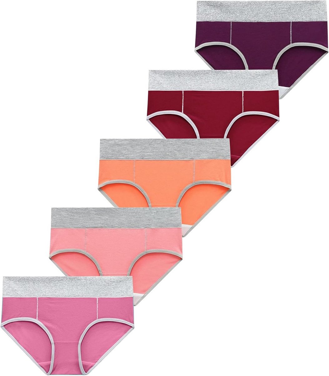 5-Pack Katoenen Dames Onderbroeken Hoge Taille Naadloos Buikweg Slip voor Ultiem Comfort