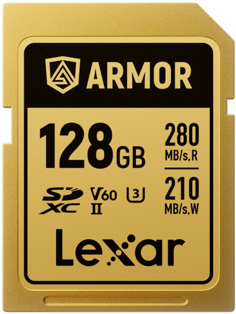 Lexar 128GB SDXC Pro Gold Series ARMOR UHS-II V60 280MB/s geheugenkaart