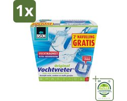 1 x Bison - Vochtvreter - Neutraal - Voor Woonruimtes, Campers & Caravans - 900 g + 2 Extra Navulmagneten - Vochtvreter - Vochtbestrijding - Vocht Absorberen - Schimmelbestrijding - Luchtvochtigheid