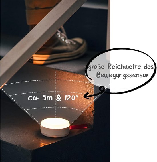 2x Draadloos Nachtlampje met Bewegingssensor en Oplaadbare Batterij - Warm Wit Licht — afbeelding 5
