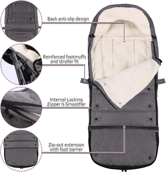 Universele Winter voetenzak Kinderwagen & Buggy - Verstelbaar & Waterdicht van Merkloos — afbeelding 5