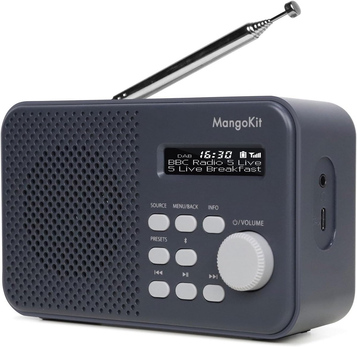 DAB+ Digitale Radio met Bluetooth Speaker, Draagbaar voor Keuken en Buiten: DAB, FM, Alarm