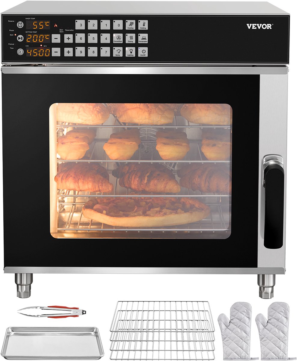 VEVOR Heteluchtoven CommerciëLe Broodrooster Baker Roestvrijstalen 58L Oven