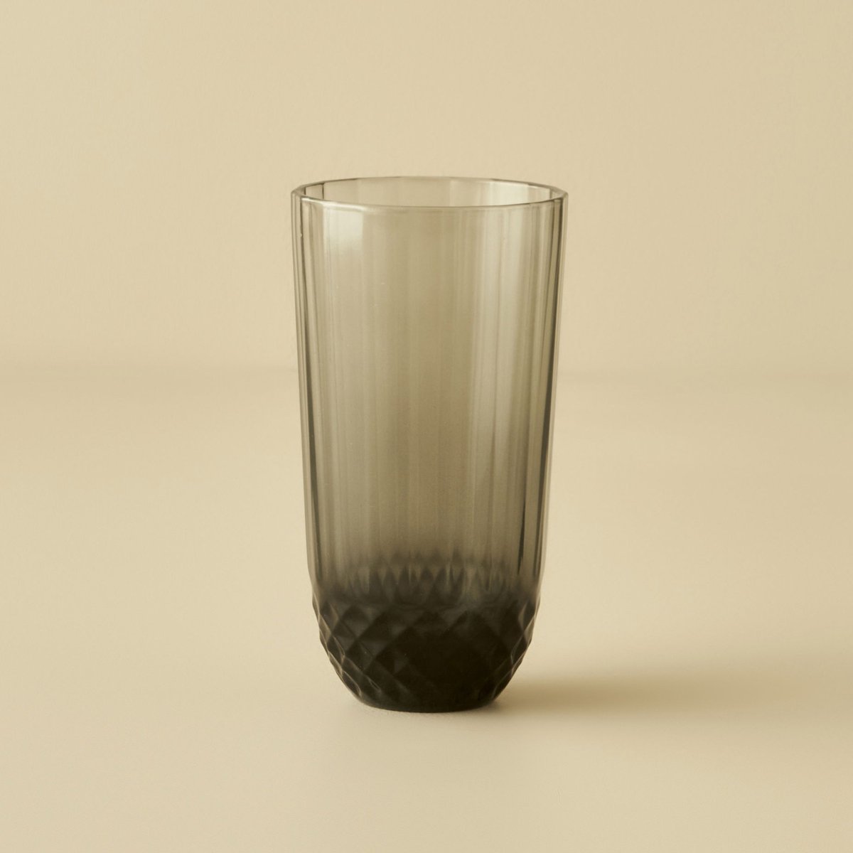 Colore Snij Frisdrankglas Antraciet - 4 stuks - 345 cc - geslepen 100% glas