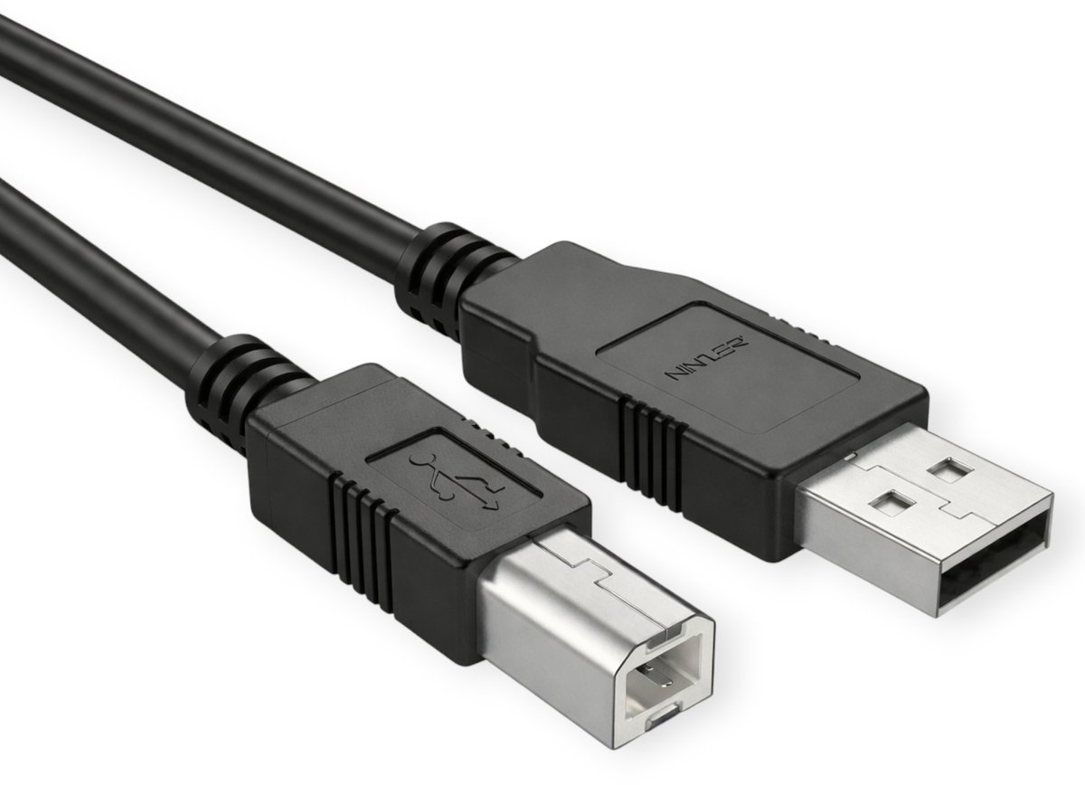 Ninzer Printerkabel 1.5 m - USB-A naar USB-B - Universele Kabel voor Printer & Scanner - USB 2.0 - Zwart — afbeelding 1