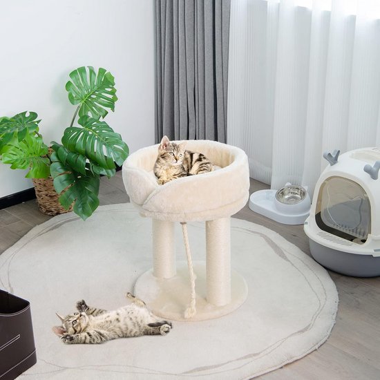 VOUNOT Krabpaal voor katten, met ruimtecapsule en krabpaal, klimboom voor katten, activiteitencentrum met holte en platforms, hoogte 138 cm, grijs