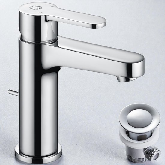 Chrome - mitigeur de lavabo - robinet de lavabo avec vidage extractible - robinet de lavabo Chrome - robinet de salle de bain - robinet de salle de bain Chrome