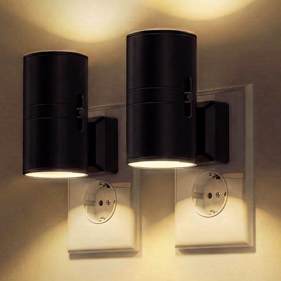 Stekkerlamp - 2 Stuks - Met ingebouwde lichtsensor - Dimbaar - Automatisch Aan/Uit - Stopcontact Lampje - Ambiance Verlichting - Stekkerspot Lamp