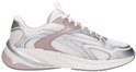 Dames sneaker in wit met roze en zilveren overlay details, witte veters.