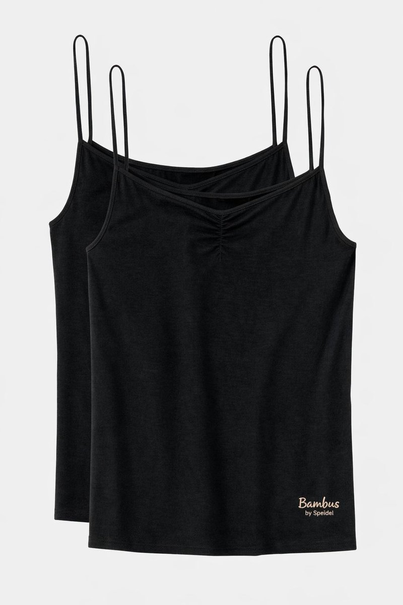Speidel Bamboe Bamboo Bambus Zijdezacht Swenja Basic Dames Hemd met Bandjes 2 pack - Zwart