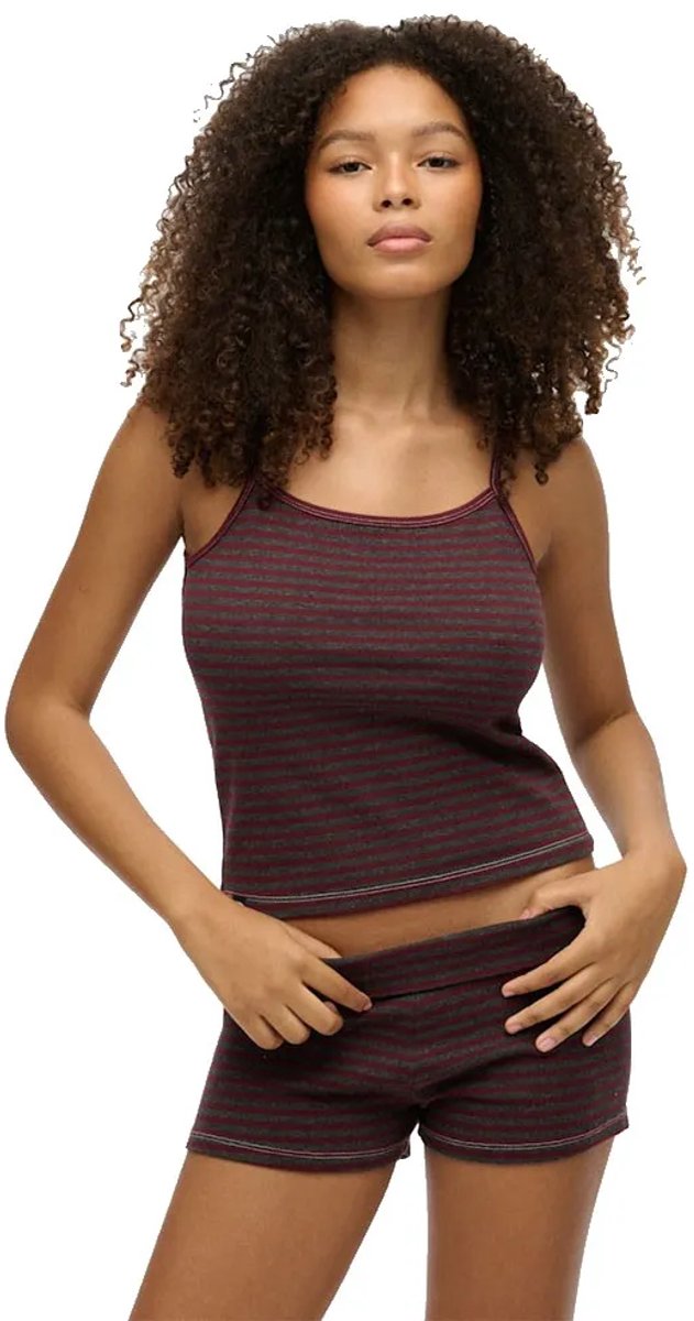 Superdry Athletic Essential Stripe Cami Mouwloos T-shirt S Vrouw Rood
