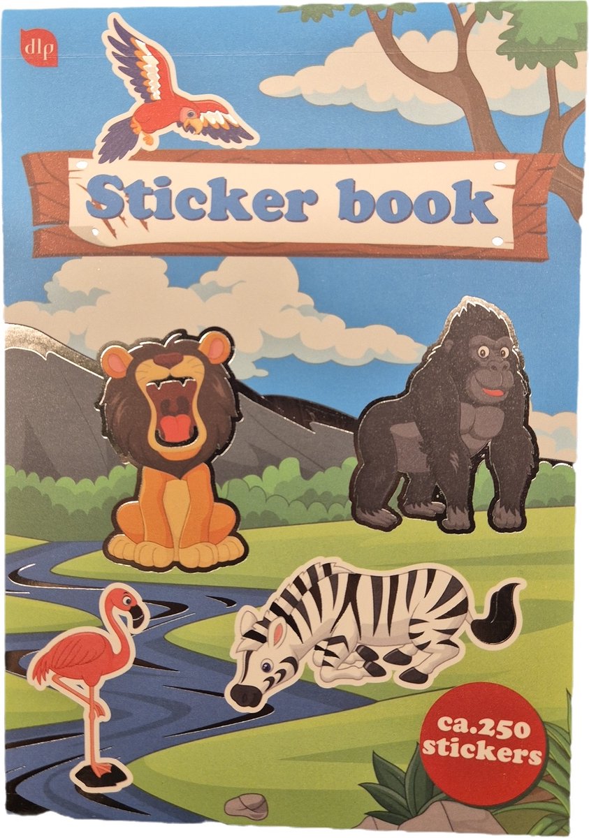 Stickerboek dieren – 15 vellen – 250-300 stickers – dierentuin dieren zoals leeuw, giraffe, panda, aap, zebra & flamingo – creatief stickerboek voor school en thuis