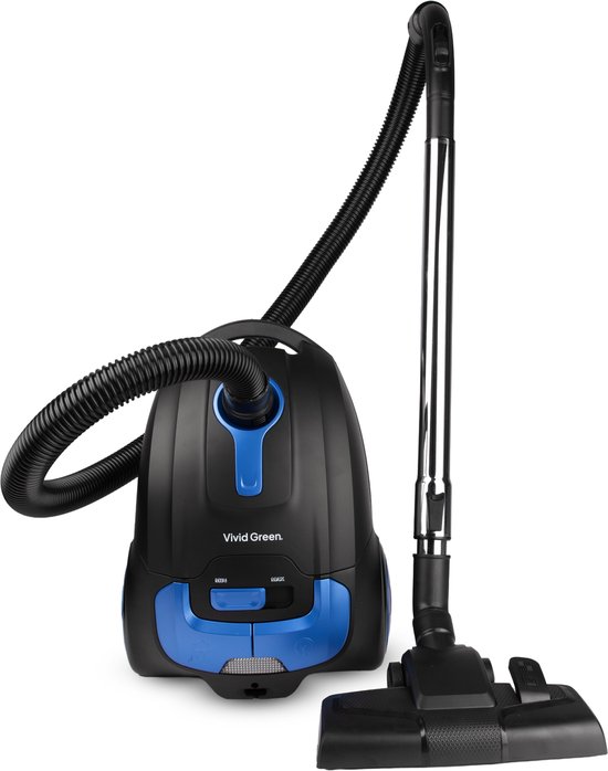 Stofzuiger met herbruikbare Zak – Snoerlengte 7 meter – Lichtgewicht - HEPA – Zwart – Vivid Green