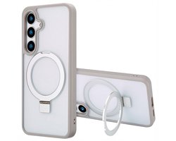 Accezz Hoesje - Geschikt voor Samsung Galaxy S24 Plus - Ring Stand Backcover met Magnetische Ring - Grijs