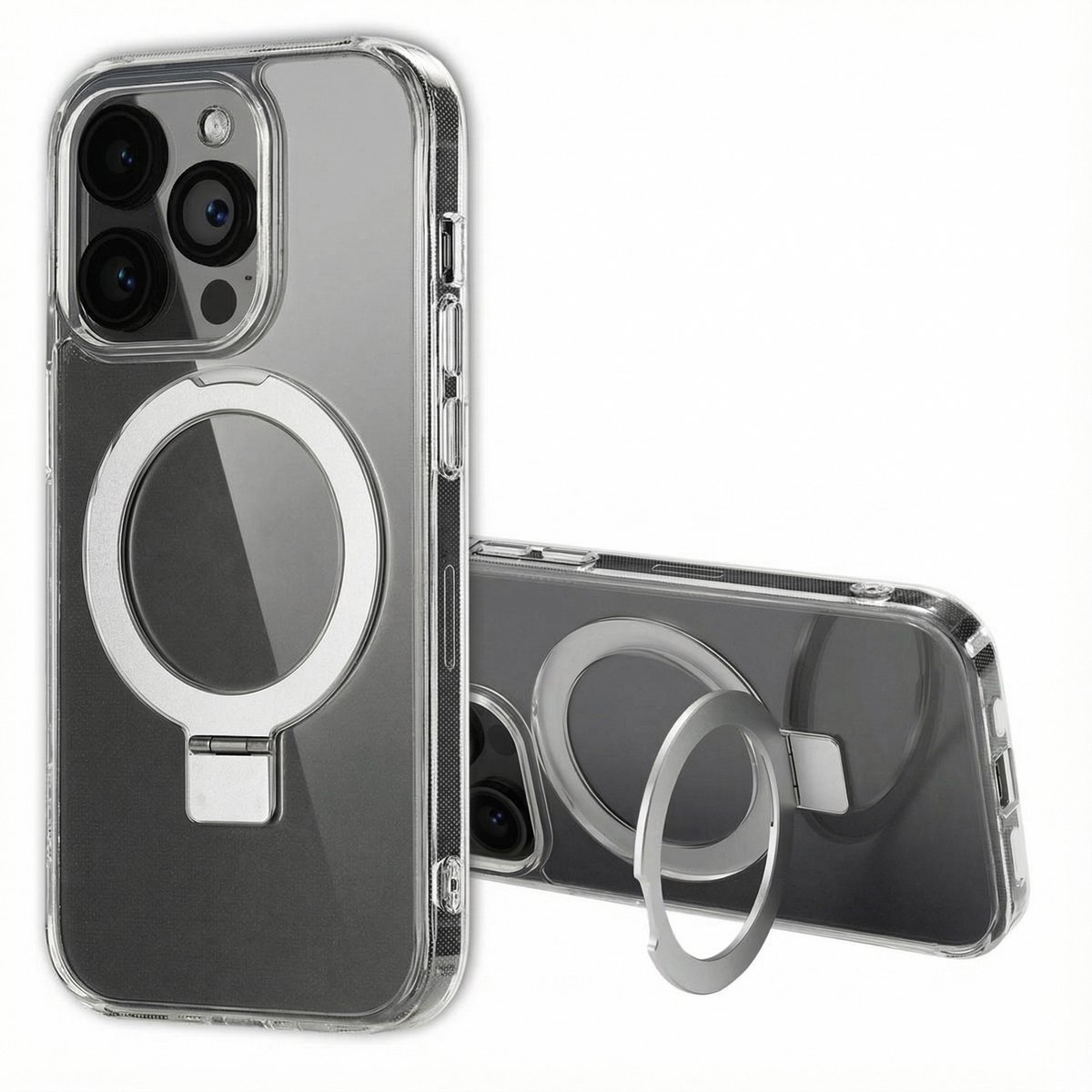 Accezz Hoesje - Geschikt voor Apple iPhone 14 Pro - Ring Stand Backcover geschikt voor MagSafe - Transparant