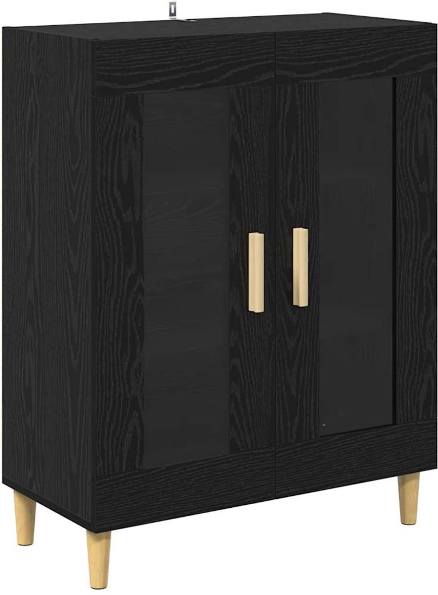 vidaXL - Dressoir - Zwart - Eiken - 69,5 - x - 34 - x - 90 - cm - Bewerkt - hout
