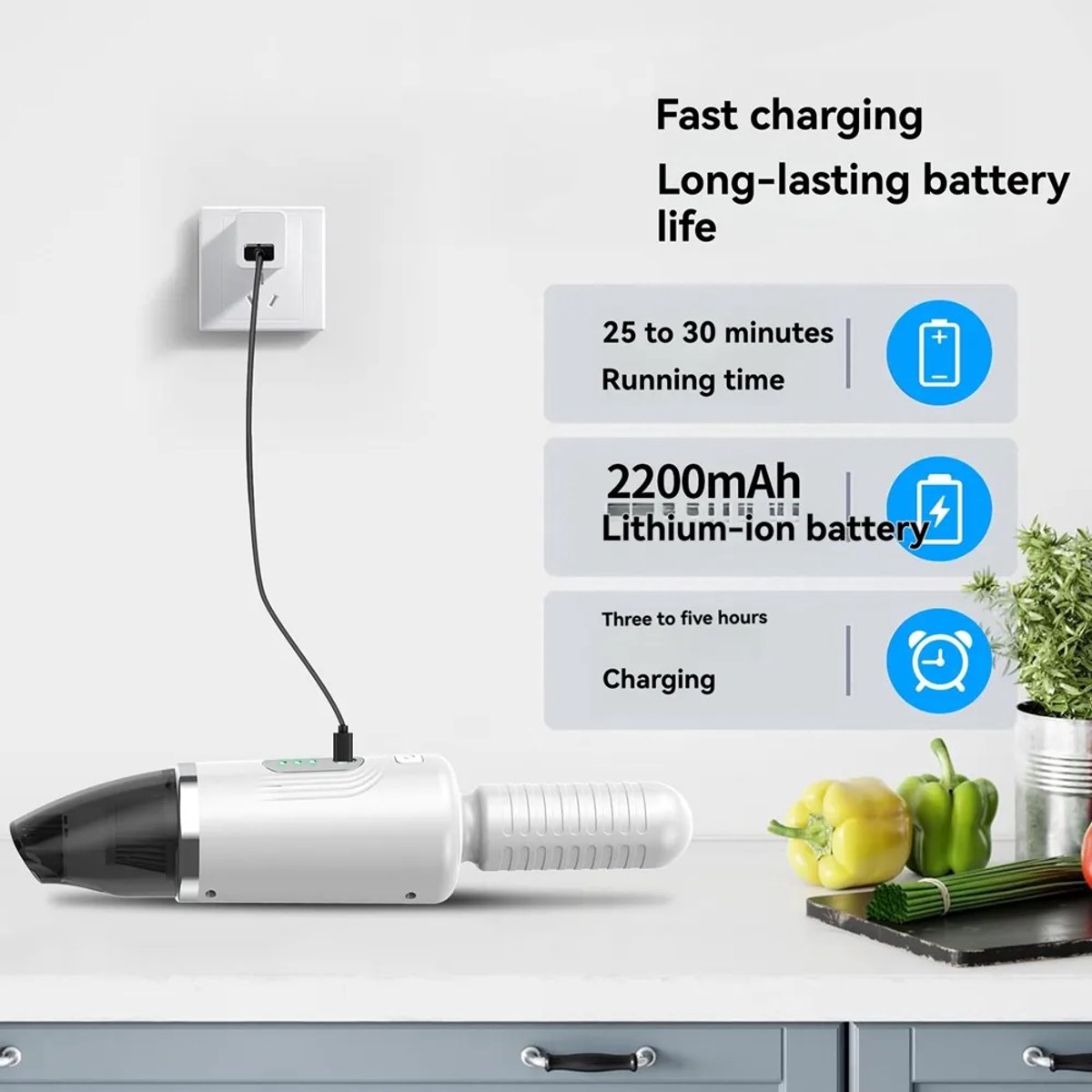 Draadloze Mini Stofzuiger 6000Pa voor Auto en Huis - afbeelding 3