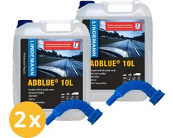 Lindemann AdBlue 2x 10l - Avec tuyau de remplissage pratique (derrière l'étiquette) - Certifié ISO 22241 - UREA AUS32 Grade - Pour toutes les marques de voitures