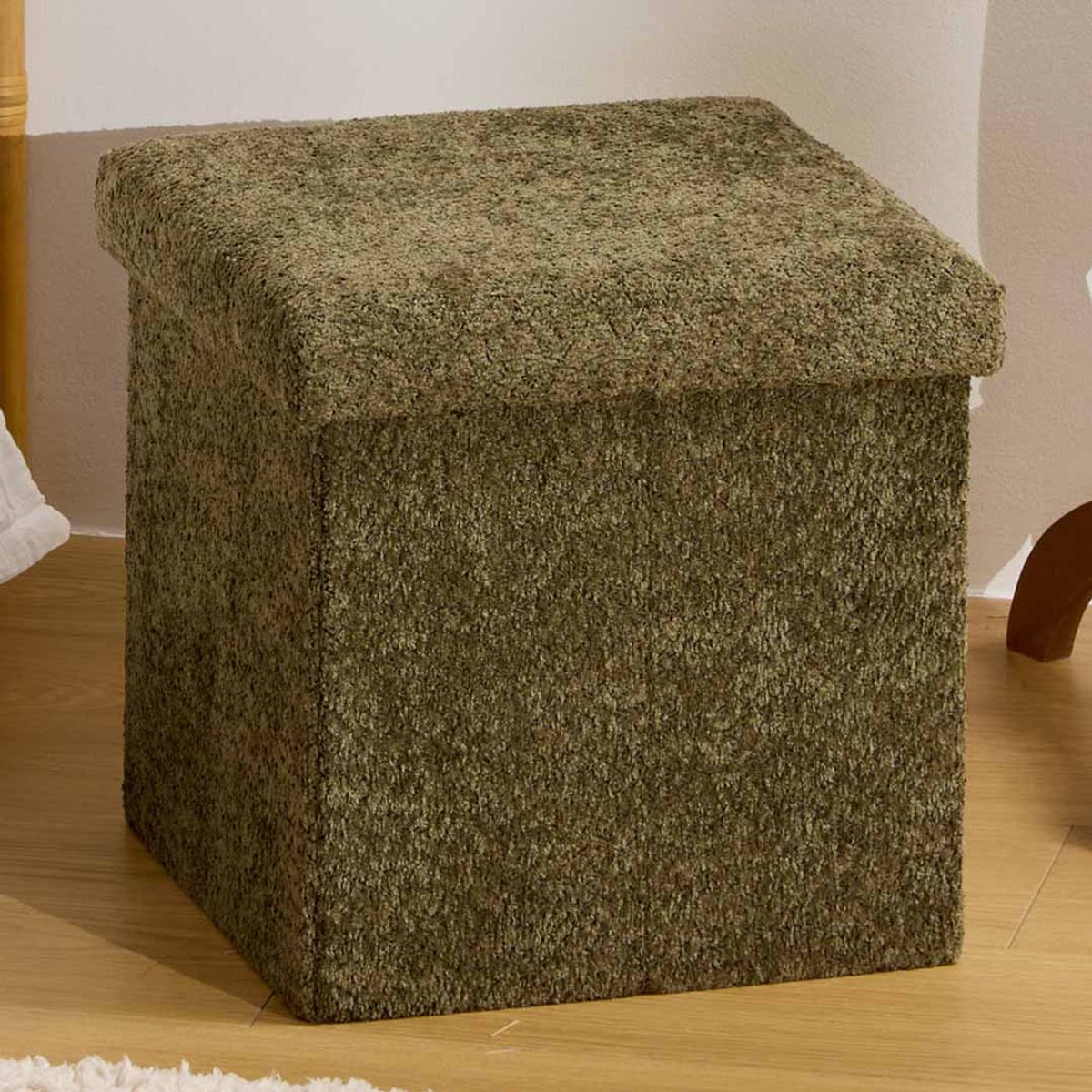 Bouclé Poef + Opbergbox Eden Groen