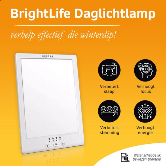 BrightLife Daglichtlamp - Lichttherapie lamp - Energielamp - Bureaulamp - Hobbylamp - Voor meer Energie - Ideaal tegen Winterdepressie - 12.000 LUX - Incl. Ebook