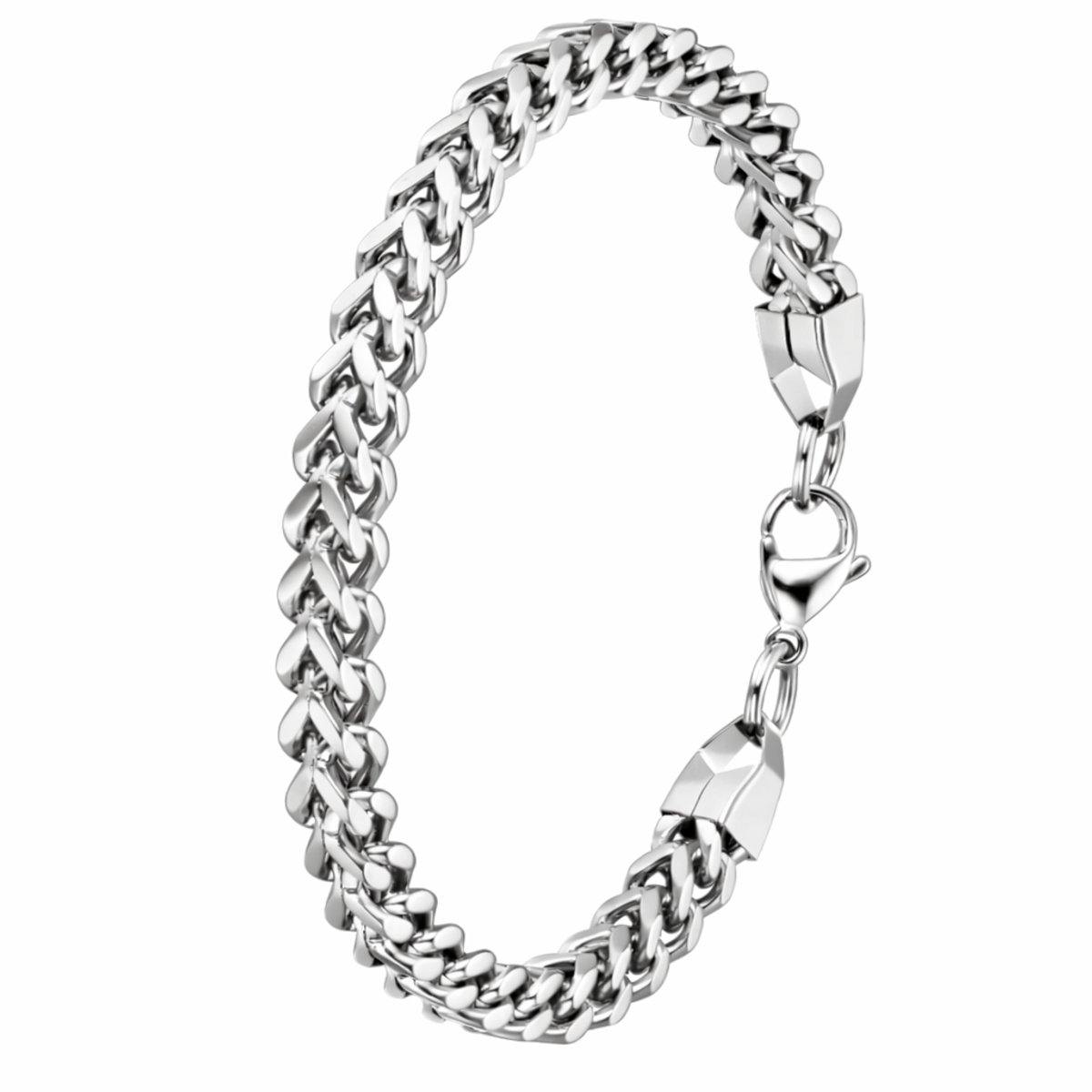 Armband Heren 22 cm - Zilverkleurige Schakelarmband 6 mm van RVS - Armbandje voor Mannen - Perfect als Cadeau