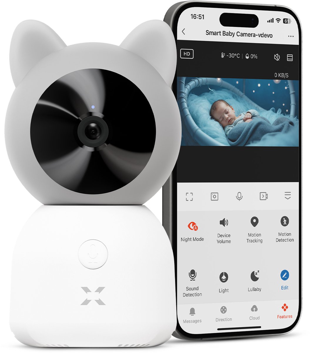 XENON Smart Babyfoon met Camera Full HD en Huildetectie
