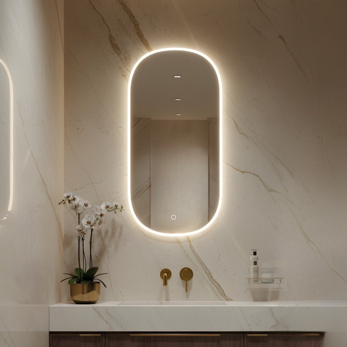 Lumoire® Badkamerspiegel met Verlichting - 45 x 100 CM Superellips - met Verwarming