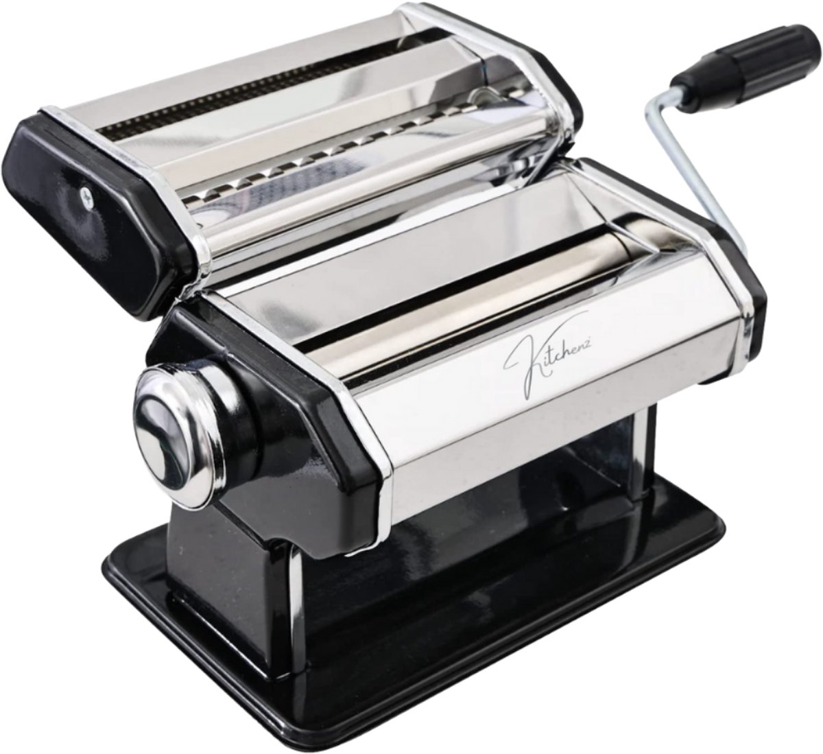 Bol.com Kitchenz® Pastamachine Zwart – Pastamaker Starterset met Spaghetti Machine, Ravioli, Lasagne, Droogrek & Pasta Roller – ... aanbieding