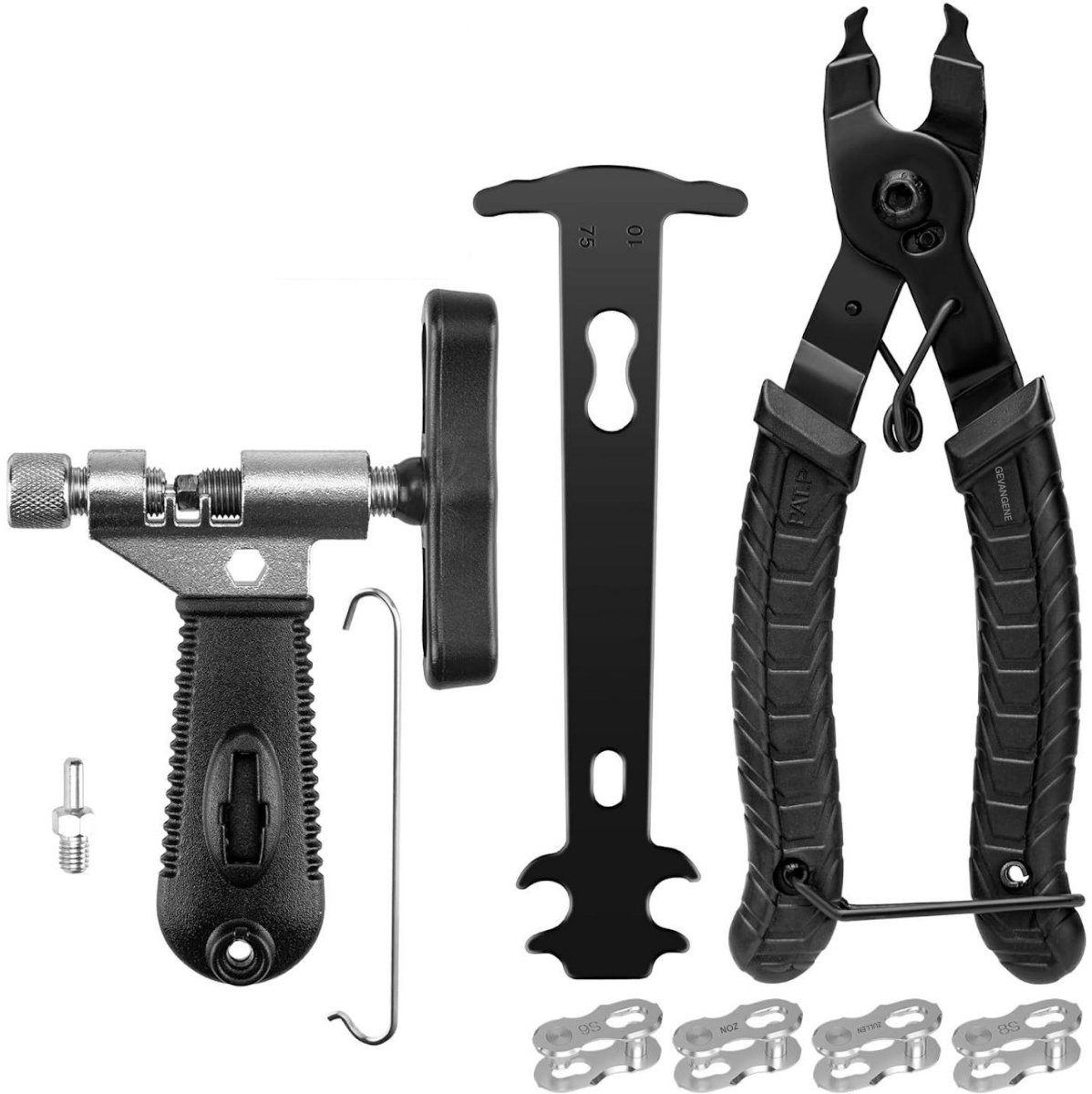 GELLDG Fietskettinggereedschapset - fietsketting - kettingklemtangset - gereedschap voor het inkorten van fietskettingen - kettingverwijderaar - kettingtang - kettingspanner en kettingmeter - Geschikt voor fietskettingen - zwart