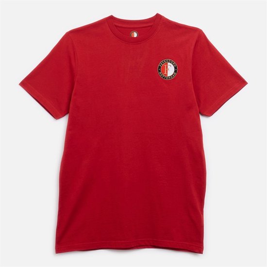 T-shirt rouge avec le logo Feyenoord Rotterdam sur la poitrine.