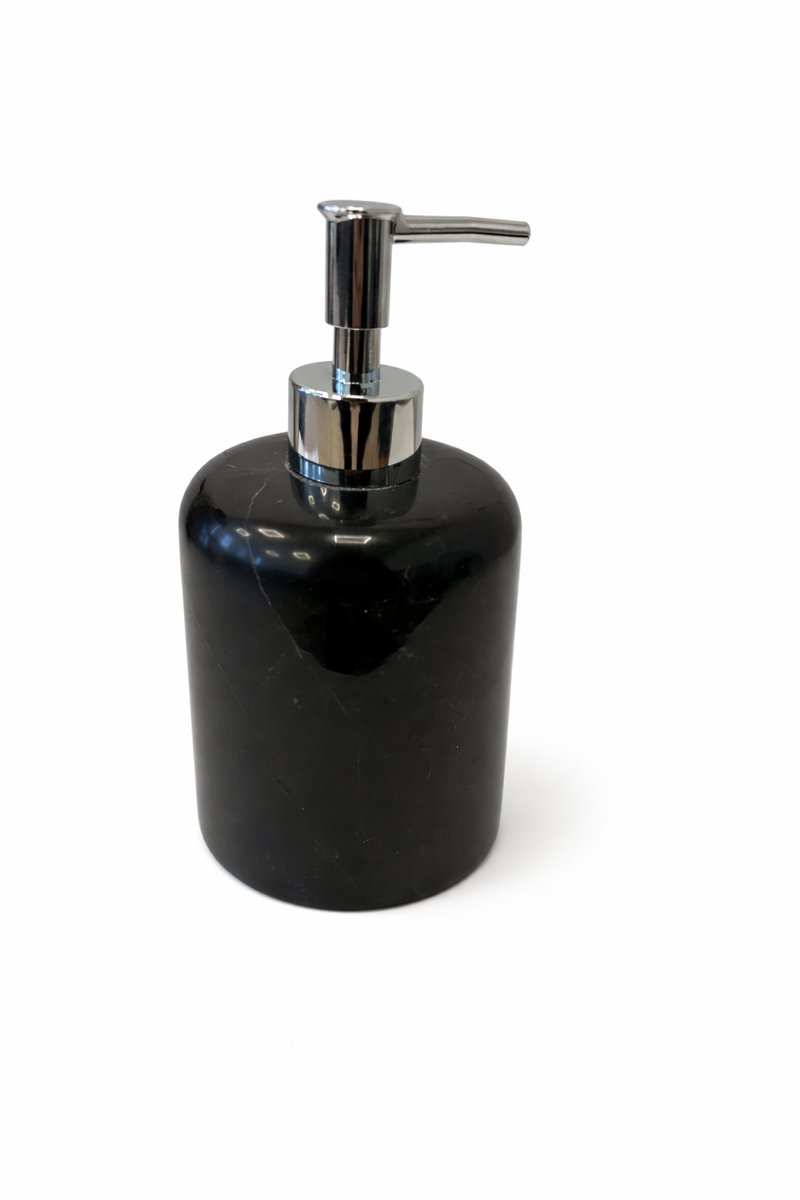 Marmeren Zeeppomp – Zwart – Luxe Natuursteen – Zeepdispenser met Chromen Pomp