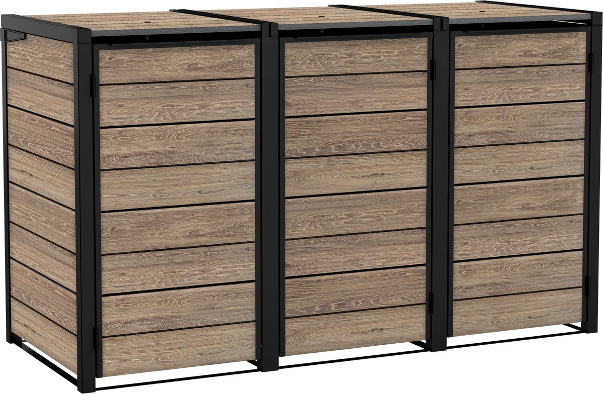 Keter Hide Away Containerberging - 3x 240L - Ashwood