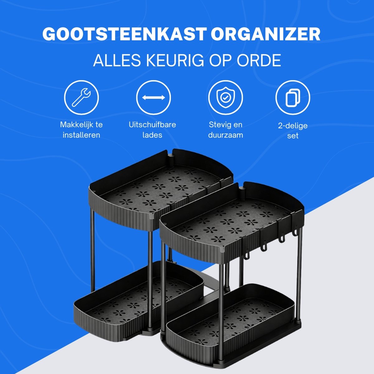Gootsteenkast Organizer - Aanrecht - Kast - Keuken - Rek - Kruiden - Set van 2 — cadeau in Cadeau-ideeën - foto 2