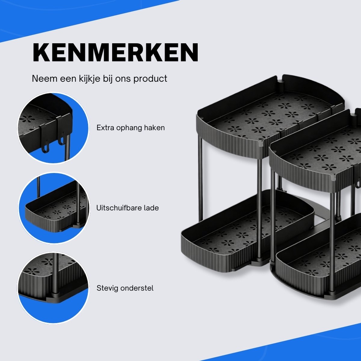 Gootsteenkast Organizer - Aanrecht - Kast - Keuken - Rek - Kruiden - Set van 2 — cadeau in Cadeau-ideeën - foto 3