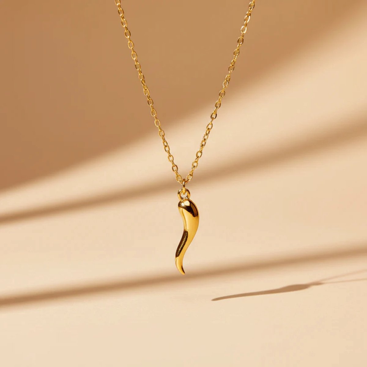 Ketting goudkleurig – Peper bedel – Stainless steel dames ketting – SK Sieraden