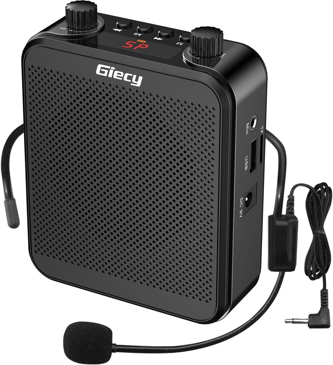 Spraakversterker - Stemversterker met Microfoon Headset - 30W - Draagbaar & Oplaadbaar - Mini Speaker - Voor Leraren, Trainers & Gidsen - Zwart