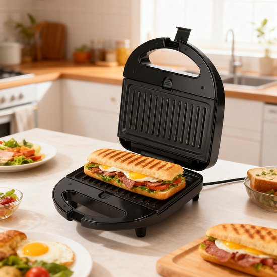 Aigostar Contactgrill - Tosti Apparaat - Wafelijzer - Tosti ijzer - 3 in 1 - 750W - Zwart van Aigostar — afbeelding 5
