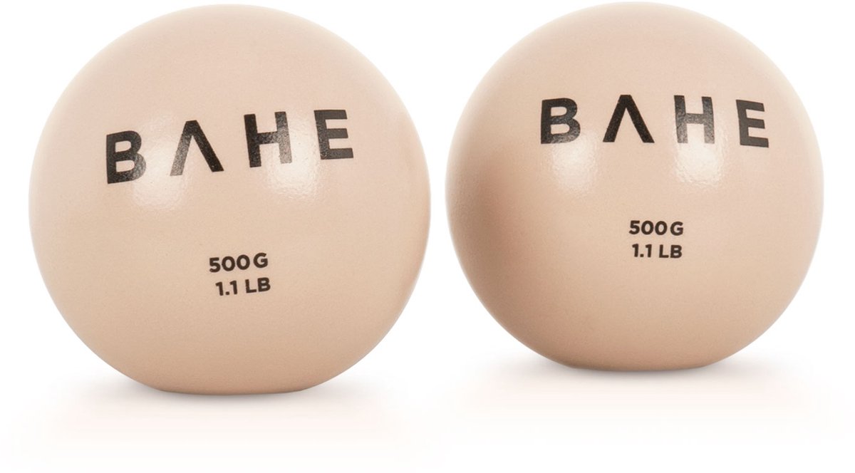 BAHE - Toning Balls 2 x 0.5kg - Yoga Gewichten - Pilates work-out - Gewichtenset - Dusty Beige