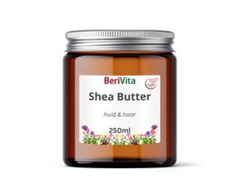 Shea Butter Puur 250ml Glazen Pot - Huid en Haar Butter - Ongeraffineerde en Onbewerkte Sheabutter - Bruin Glazen Pot met Aluminium Dop