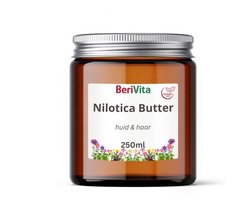 Nilotica Shea Butter 250ml Glazen Pot - Huid en Haar - Ongeraffineerde en Onbewerkte Sheabutter Nilotica - Bruinglazen Pot met Aluminium Schroefdeksel